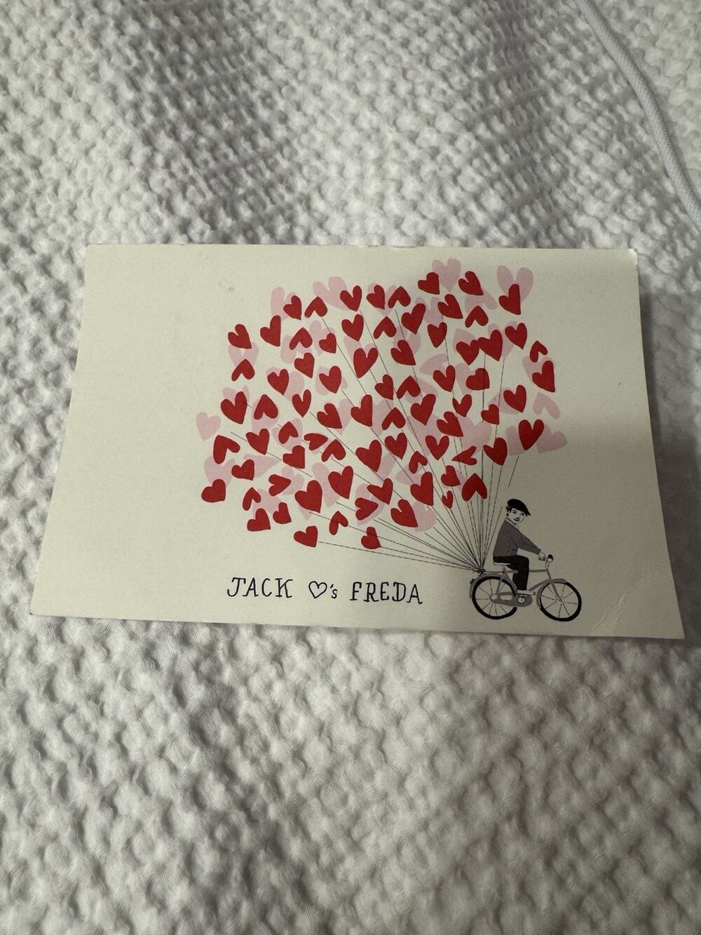 Jack's Wife Freda Post Card NYC Restaurant Love Hearts Bicycle New York City